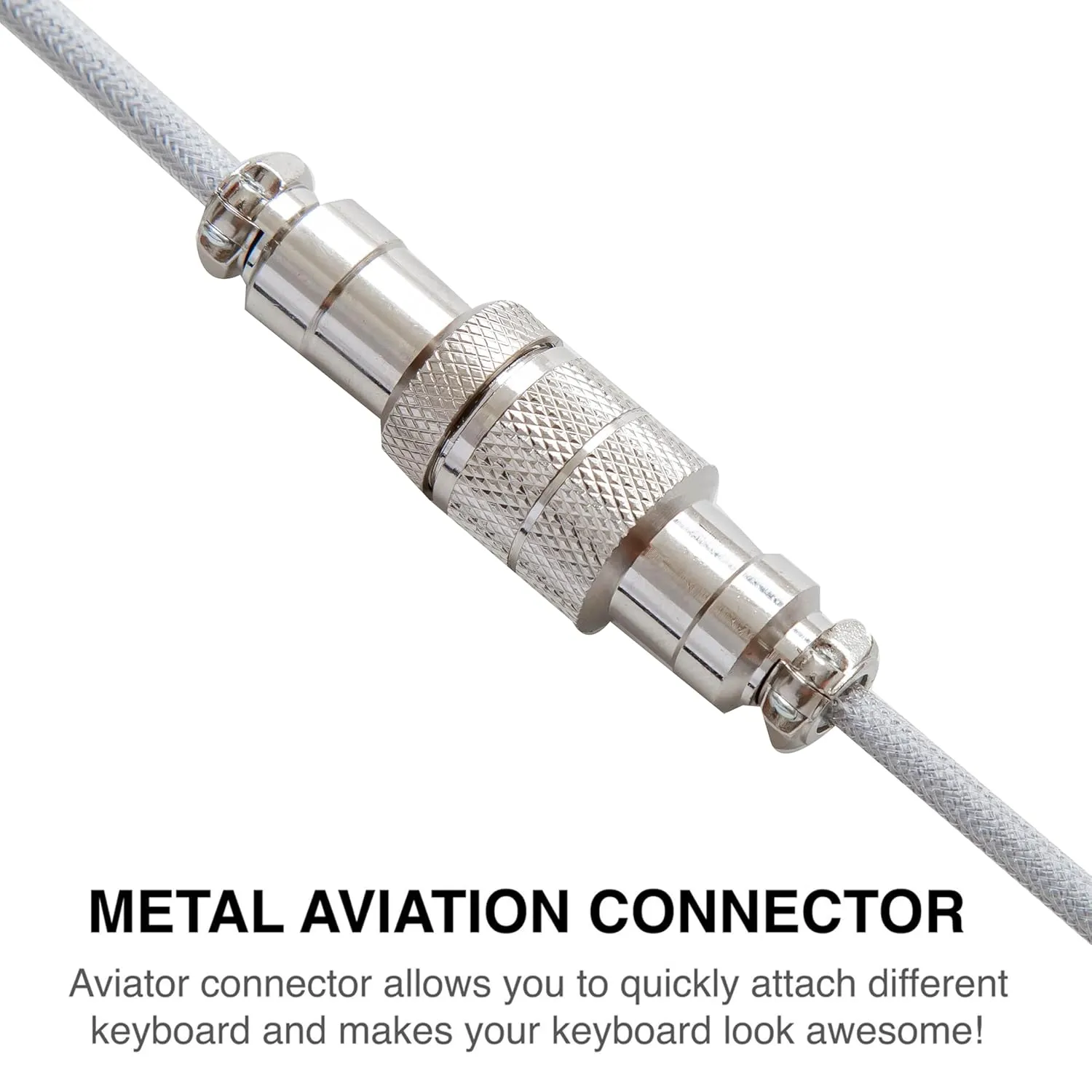 GUNMJO Pro Custom Premium Coiled USB C Cable for Gaming Keyboard, Double-Sleeved Mechanical Keyboard Cable with Detachable Metal Aviator, 1.5M USB-C to USB-A, Marble Gray Color