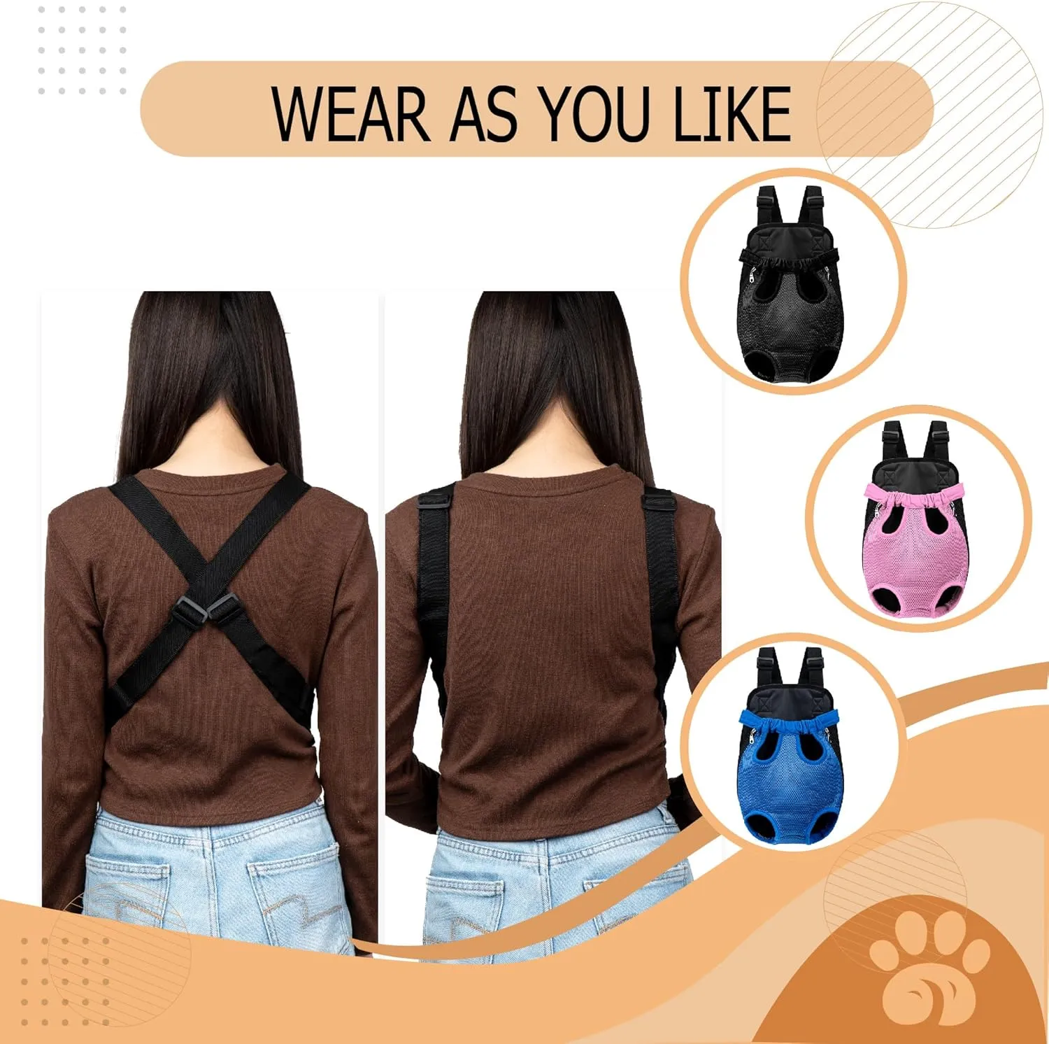 Hands-Free Pet Carrier Backpack for Dogs and Cats - Comfortable Adjustable Legs Carrier - Easy-Fit Design - Perfect for Traveling, Hiking and Camping - Small and Medium Pets (Blue, Large)