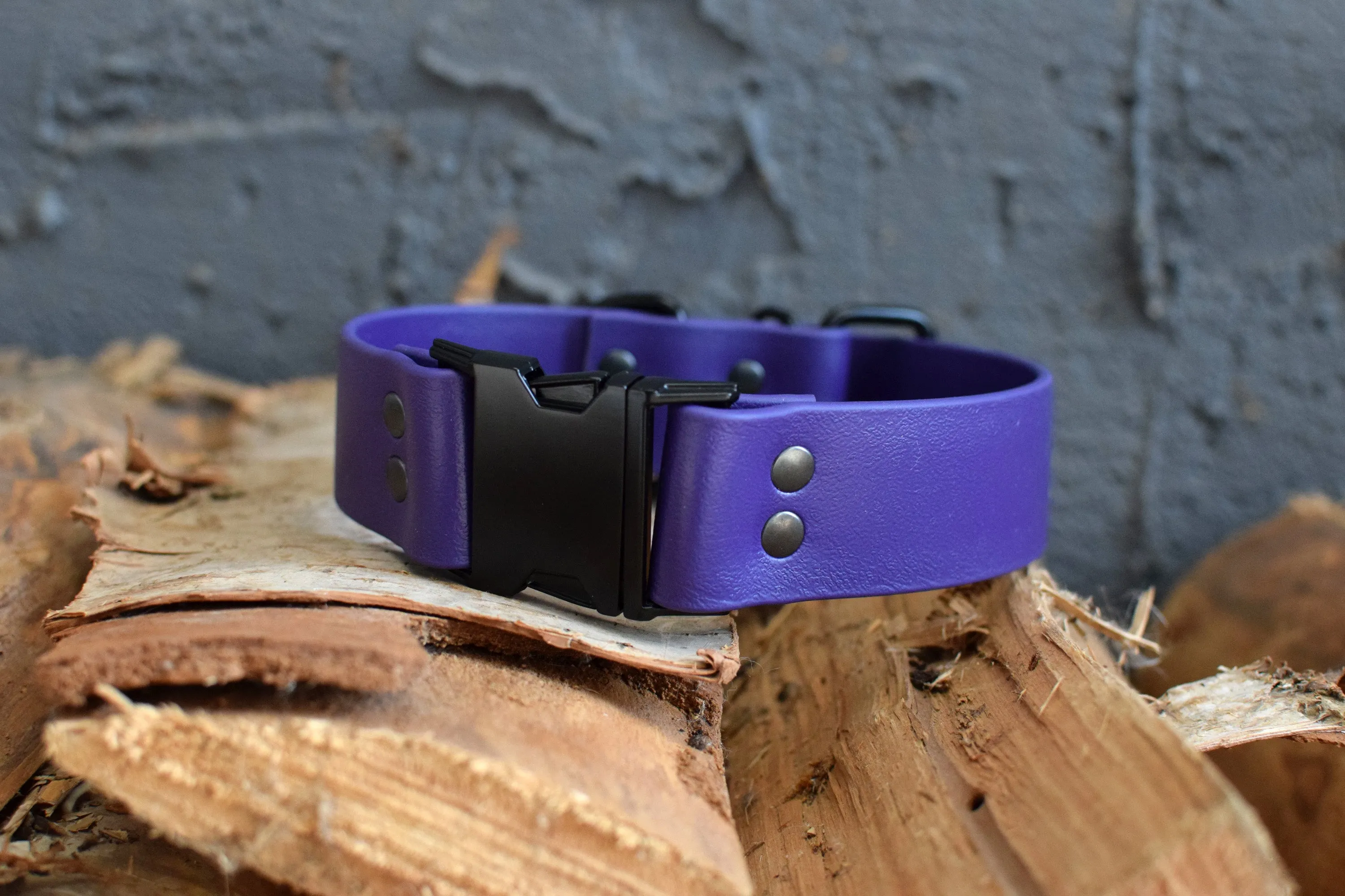 HARDWARE RETIREMENT SALE - Purple & Black Biothane Dog Collar