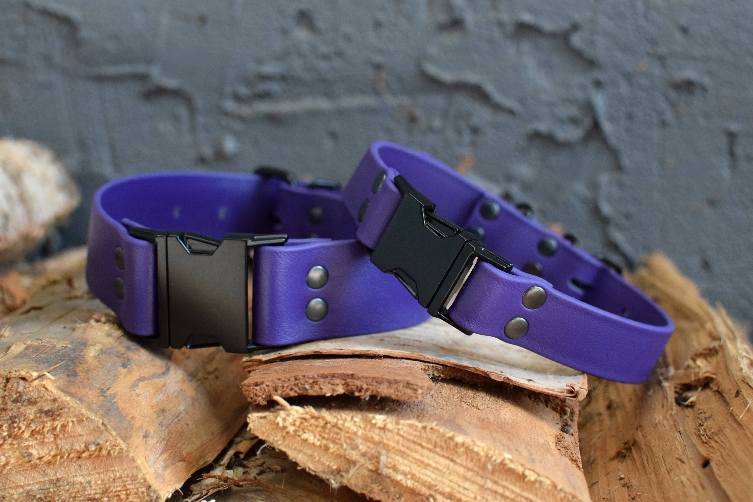 HARDWARE RETIREMENT SALE - Purple & Black Biothane Dog Collar