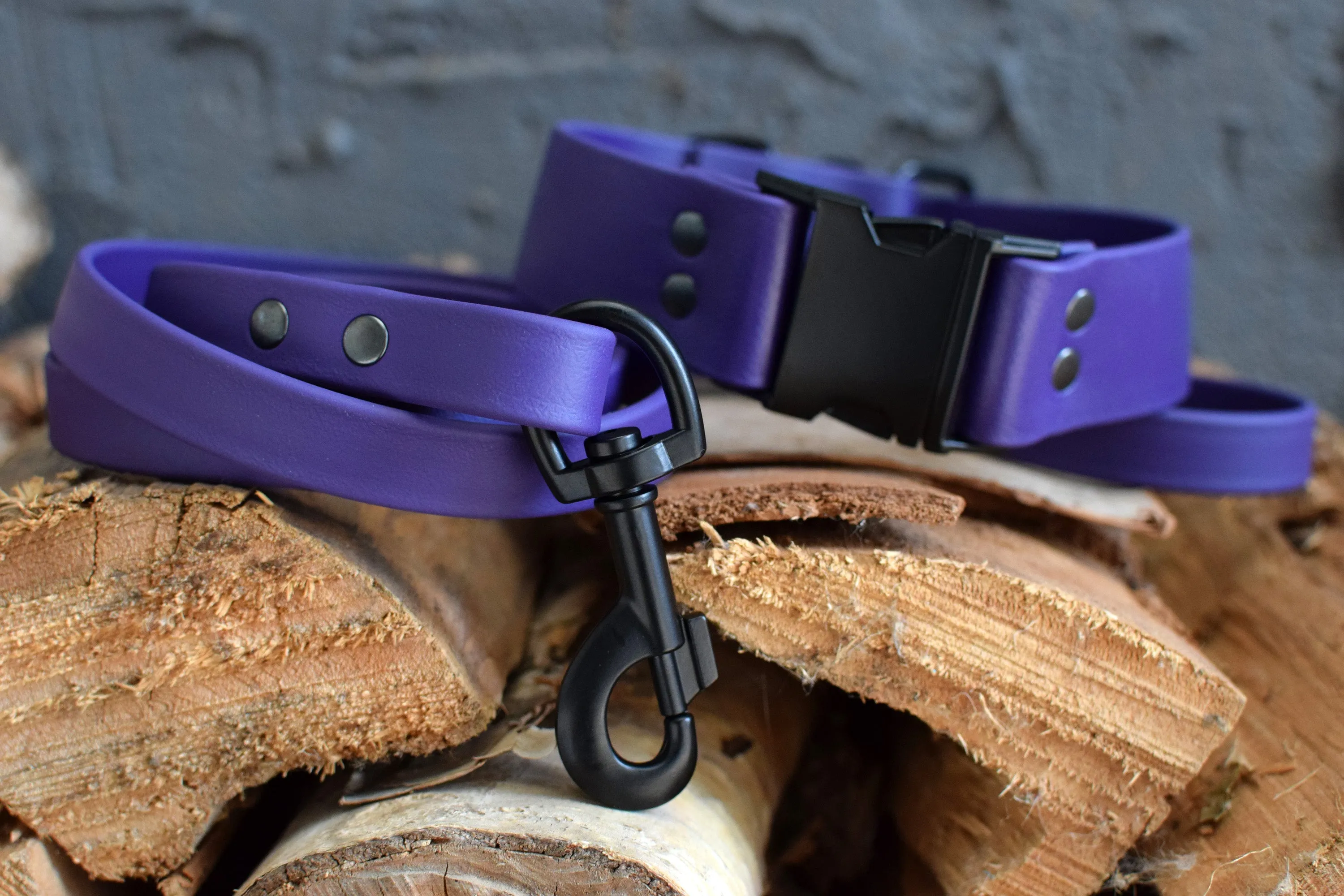 HARDWARE RETIREMENT SALE - Purple & Black Biothane Dog Collar