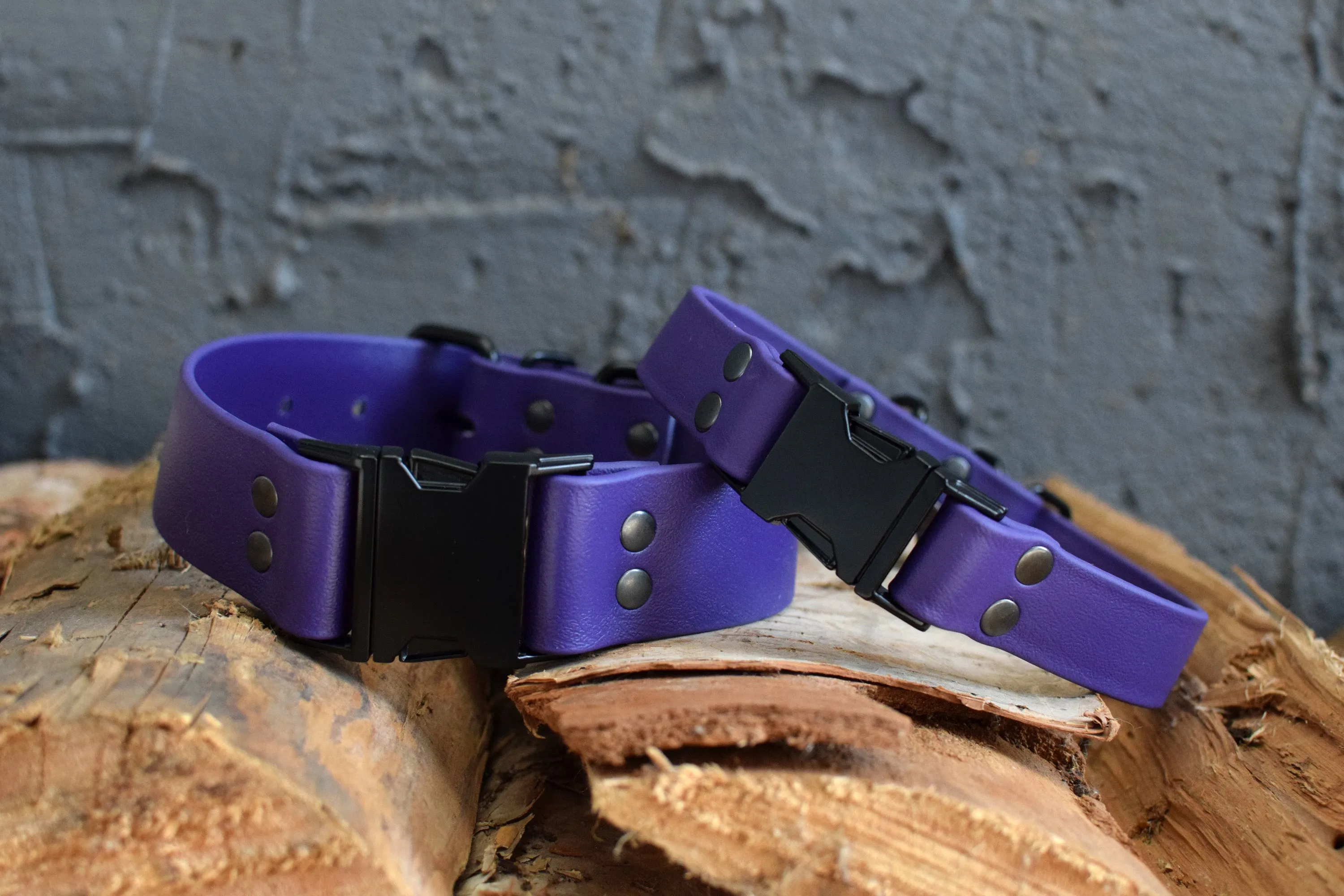 HARDWARE RETIREMENT SALE - Purple & Black Biothane Dog Collar