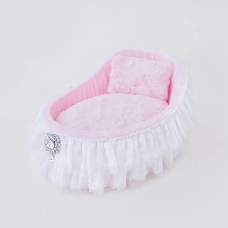 Hello Doggie Crib Dog Bed: American-Made Lace Trimmed Luxury Pet Bed
