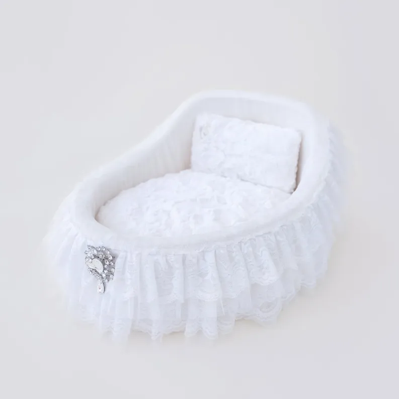 Hello Doggie Crib Dog Bed: American-Made Lace Trimmed Luxury Pet Bed