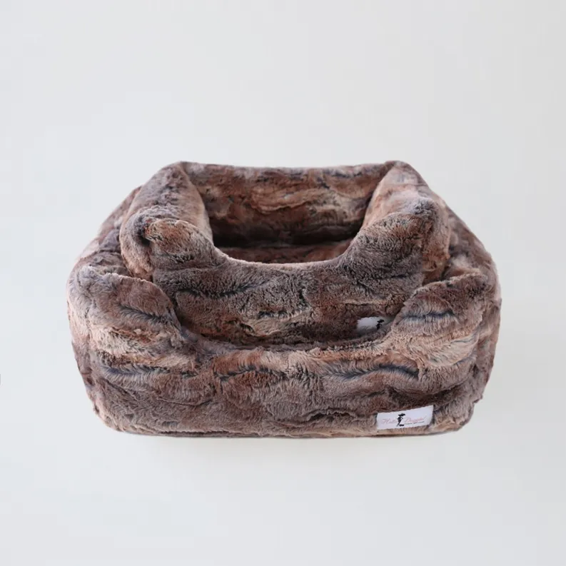 Hello Doggie Deluxe Collection Faux Mink Dog Bed with Ultra-Soft Blanket - American Made Product