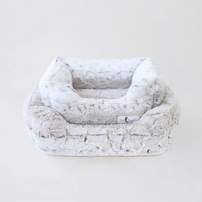 Hello Doggie Deluxe Collection Faux Mink Dog Bed with Ultra-Soft Blanket - American Made Product