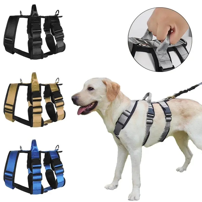 Indestructible Reinforced Heavy Duty Dog Harness Comfort Safety No-Harm 3-Point Full Body Support & Control