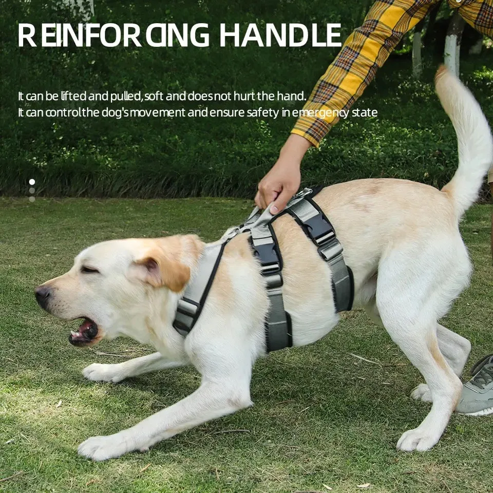 Indestructible Reinforced Heavy Duty Dog Harness Comfort Safety No-Harm 3-Point Full Body Support & Control