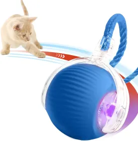 Interactive Cat Toys for Indoor Cats, Rechargeable 360 Automatic Moving Cat Toy for Bored Indoor Adult Cats, 2025 Upgraded Chase Motion Activated Kitten Toys - Blue