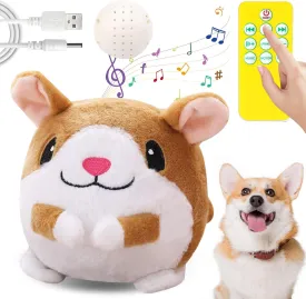 Interactive Dog Toys, Remote Control Dog Toy, Rechargeable Motion Activated Toy, Moving Toys for Large Dogs, Talking Squeaky Active Moving Pet Plush Toy to Keep Them Busy (White Hamster)