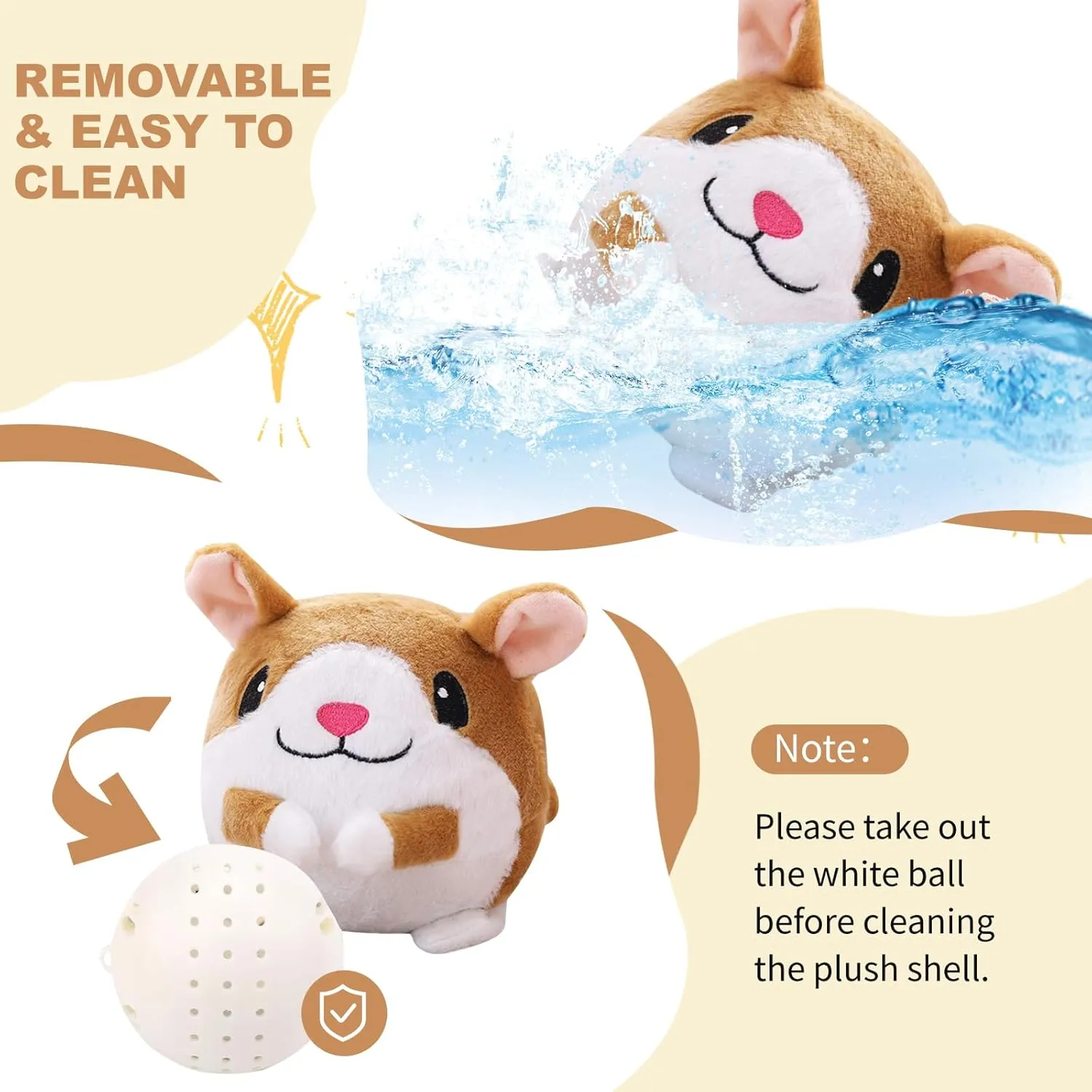 Interactive Dog Toys, Remote Control Dog Toy, Rechargeable Motion Activated Toy, Moving Toys for Large Dogs, Talking Squeaky Active Moving Pet Plush Toy to Keep Them Busy (White Hamster)