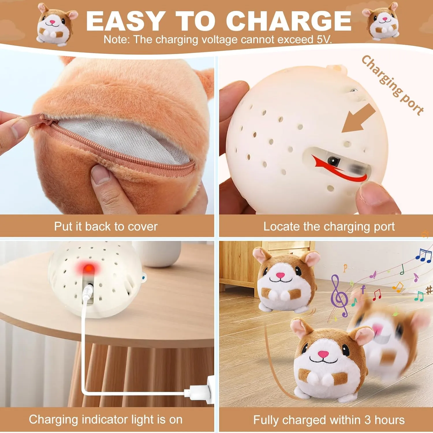 Interactive Dog Toys, Remote Control Dog Toy, Rechargeable Motion Activated Toy, Moving Toys for Large Dogs, Talking Squeaky Active Moving Pet Plush Toy to Keep Them Busy (White Hamster)
