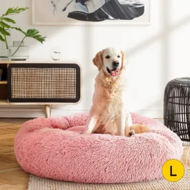 i.Pet Pet Bed Dog Cat 90cm Large Calming Soft Plush Pink