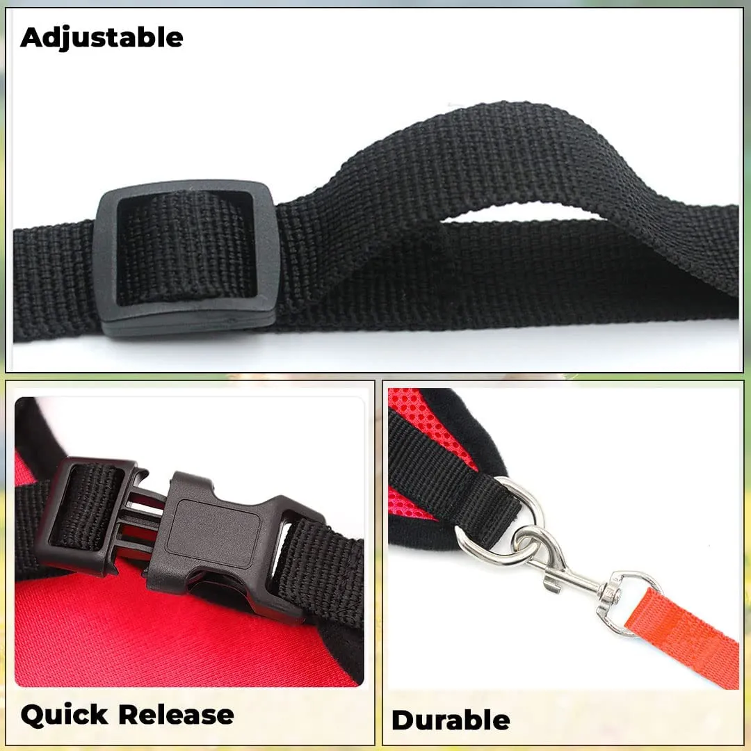 Kuber Industries Reflective Dog Harness with Adjustable Leash|Breathable Polyester Mesh Fabric with Top Carry Handle|Medium Size|HAT-818|Comfortable No-Pull Grip|Quick Release Buckles|Red (Pack of 2)