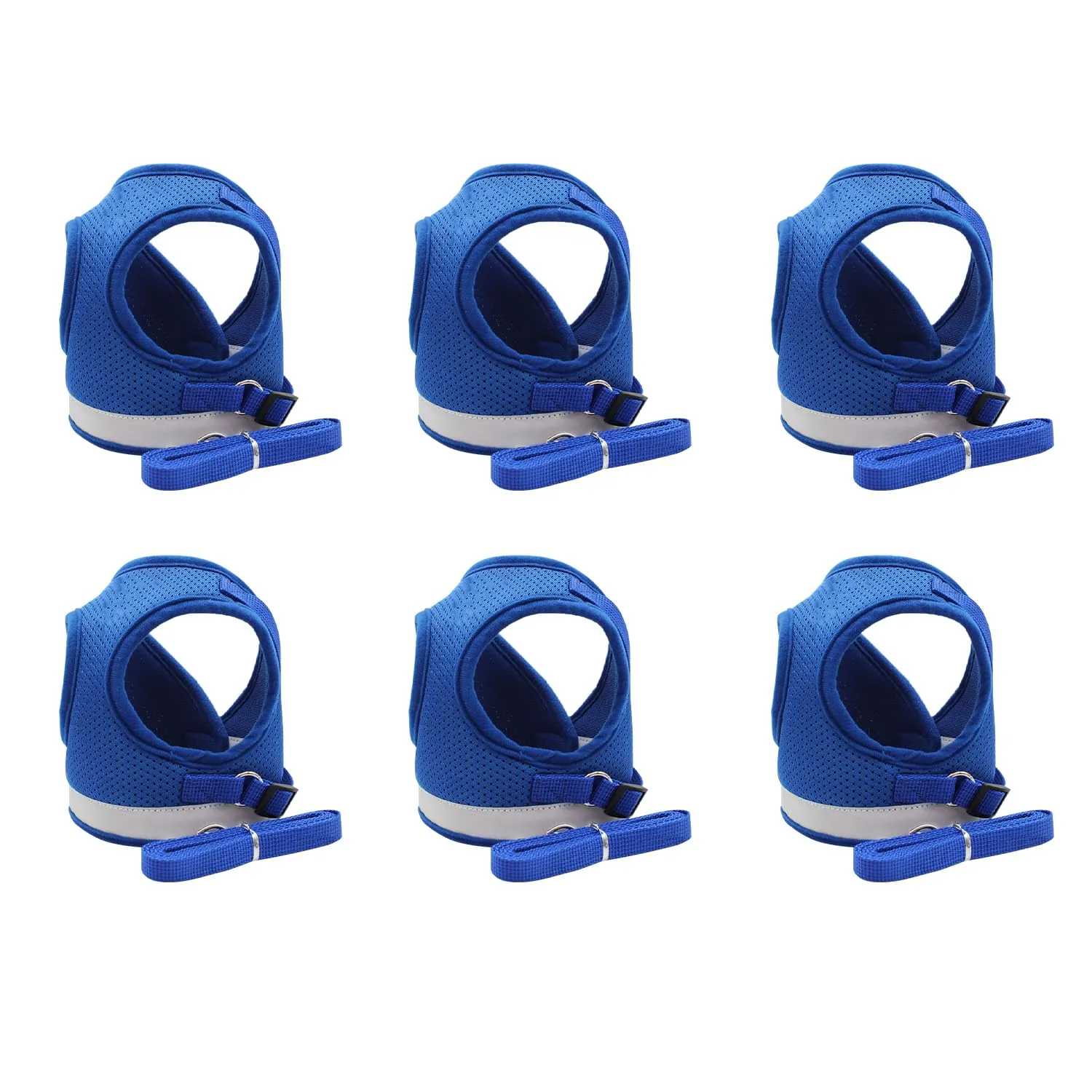 Kuber Industries Reflective Dog Harness With Adjustable Leash|Breathable Polyester Mesh Fabric |XS Size|HT-844|Comfortable No-Pull Grip|QuickRelease Buckles|Easy On - Easy Off Harness|Blue (Pack Of 6)