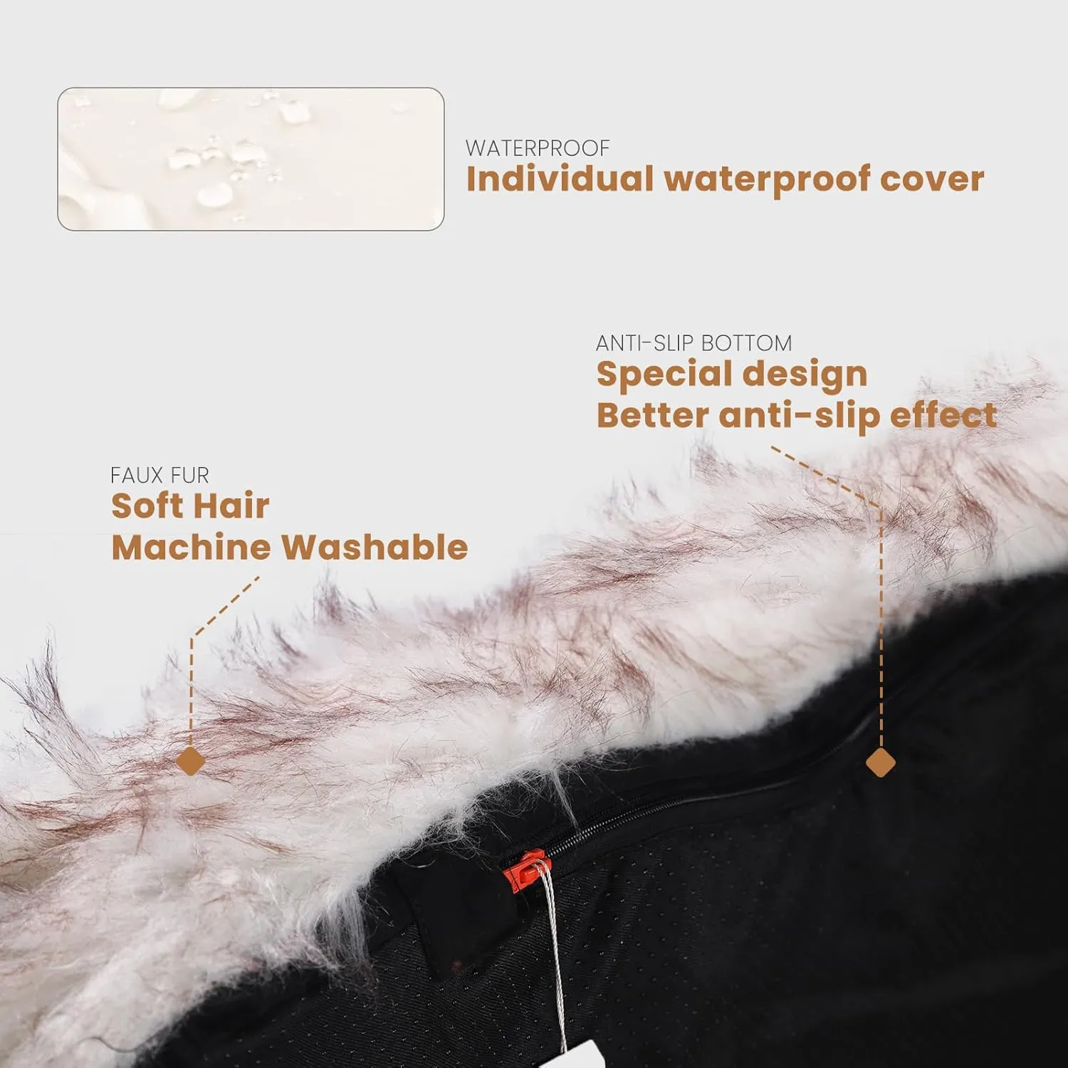 Laifug Luxury Faux Fur Dog Bed, 5-inch Thick Grade Ultra Soft Orthopedic Memory Foam Dog Bed with Faux Fur Cover, Plush Pup Rug with Removable Cover, Waterproof LinerWhite