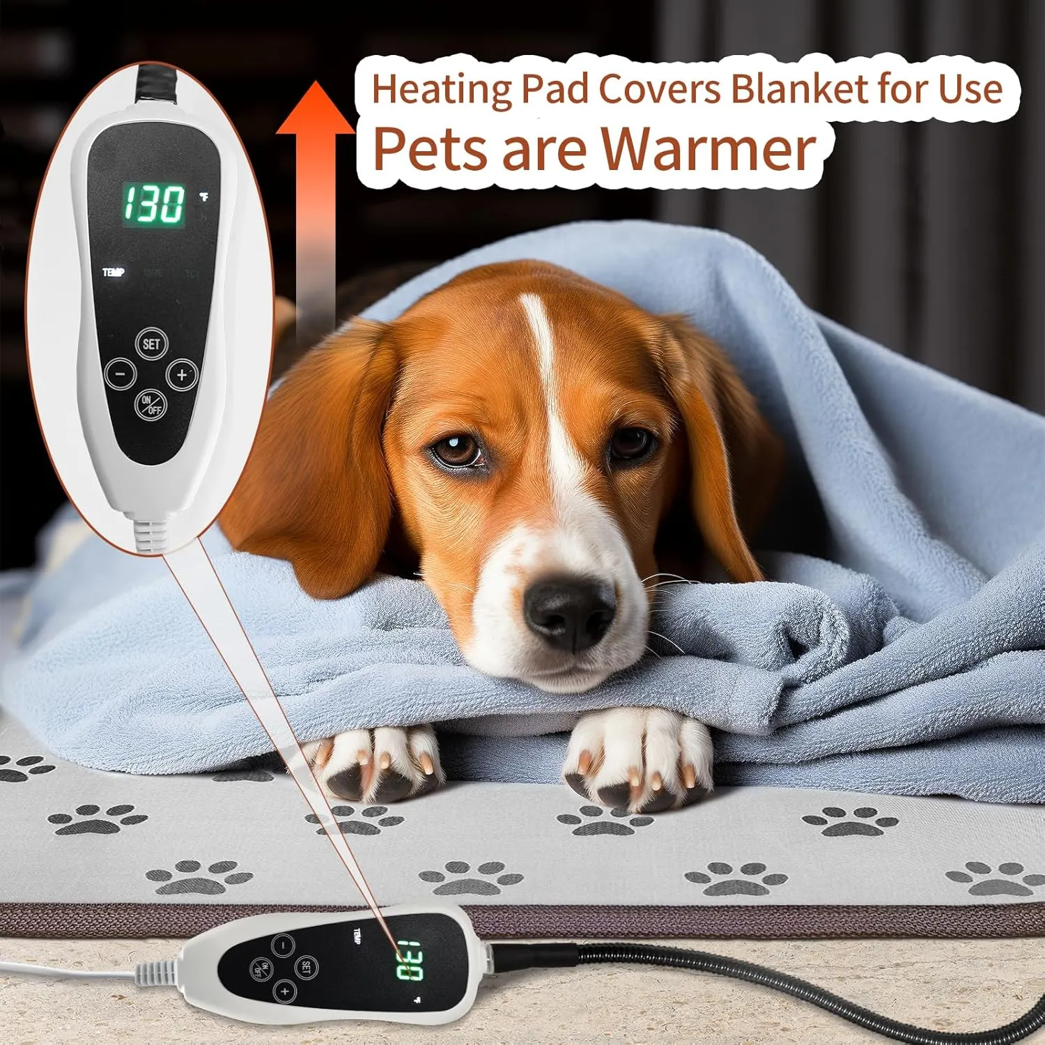Large Dog Heating Pad 34x21in Waterproof Pet Heating Pad for Dogs Smart Thermostat Switch, Whelping Supplies Heated Dog Bed,Adding Wire Rope Wires Puppy Heating Pad Mat-Whelping Box for Dogs