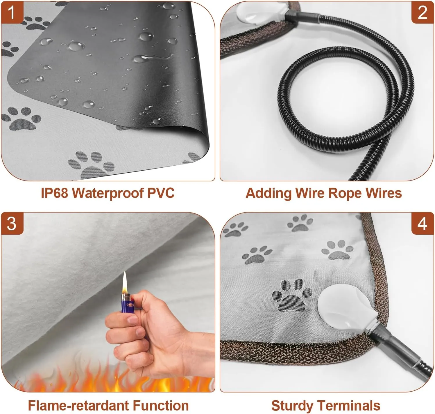 Large Dog Heating Pad 34x21in Waterproof Pet Heating Pad for Dogs Smart Thermostat Switch, Whelping Supplies Heated Dog Bed,Adding Wire Rope Wires Puppy Heating Pad Mat-Whelping Box for Dogs