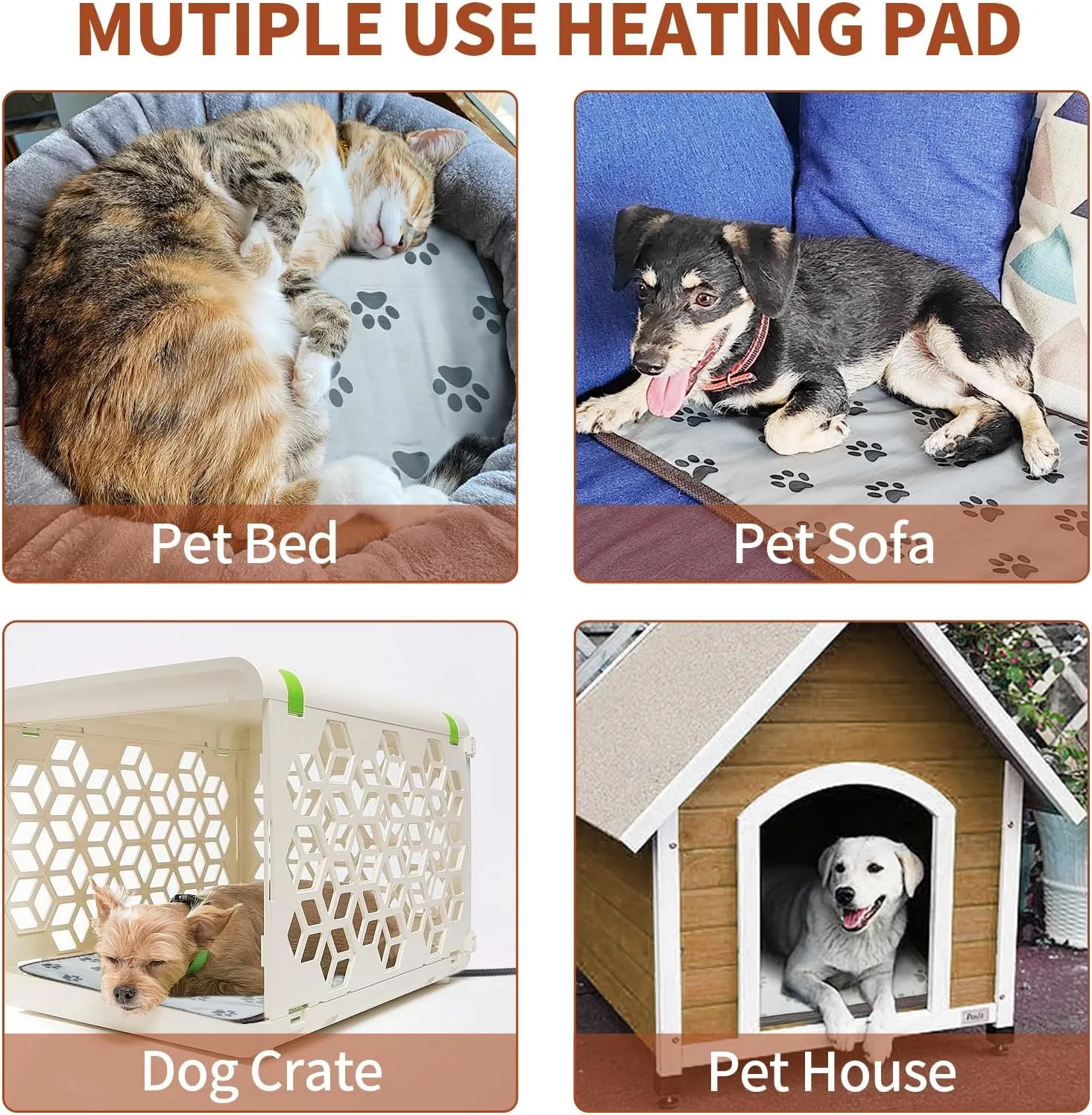 Large Dog Heating Pad 34x21in Waterproof Pet Heating Pad for Dogs Smart Thermostat Switch, Whelping Supplies Heated Dog Bed,Adding Wire Rope Wires Puppy Heating Pad Mat-Whelping Box for Dogs