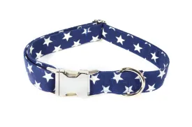Large Stars on Navy Adjustable Dog Collar