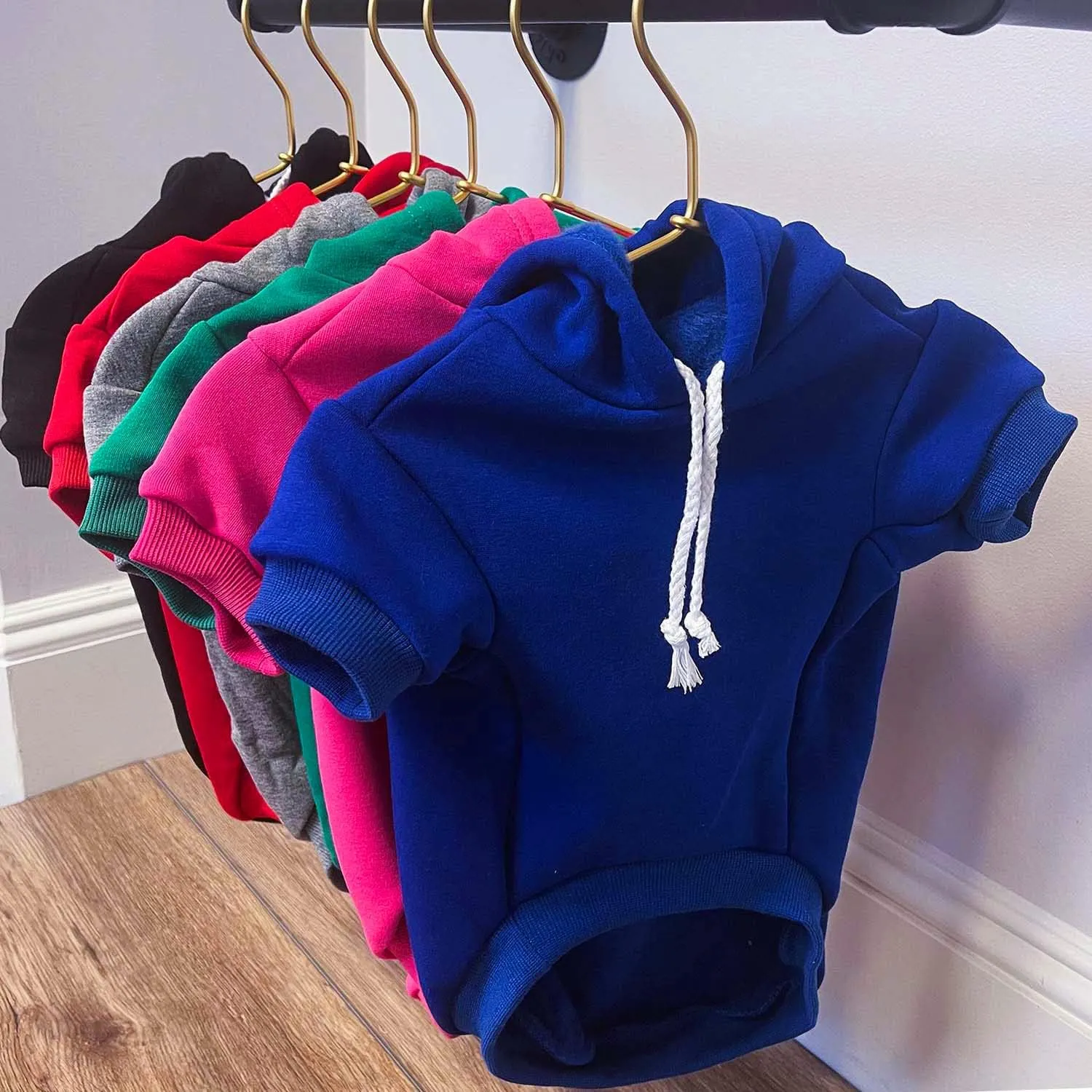 Love My Soldier Dog Hoodie Fleece Lined Pullover Sweatshirt with Leash Hole (Red, X-Small 89)