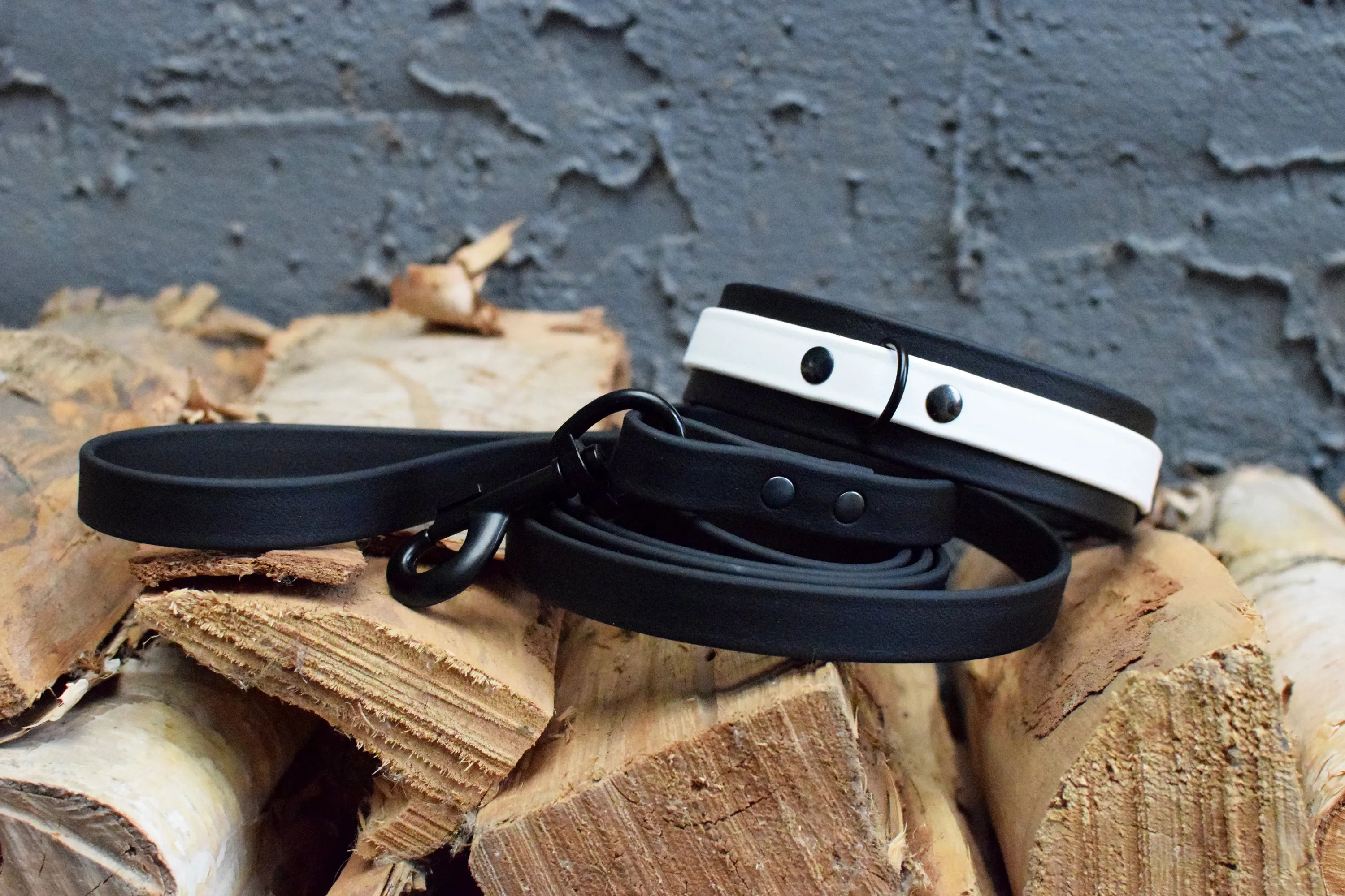 LUCI COLLECTION - Black & Black Biothane Dog Leash