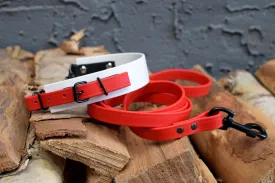 LUCI COLLECTION - White, Black & Red Biothane Martingale Dog Collar