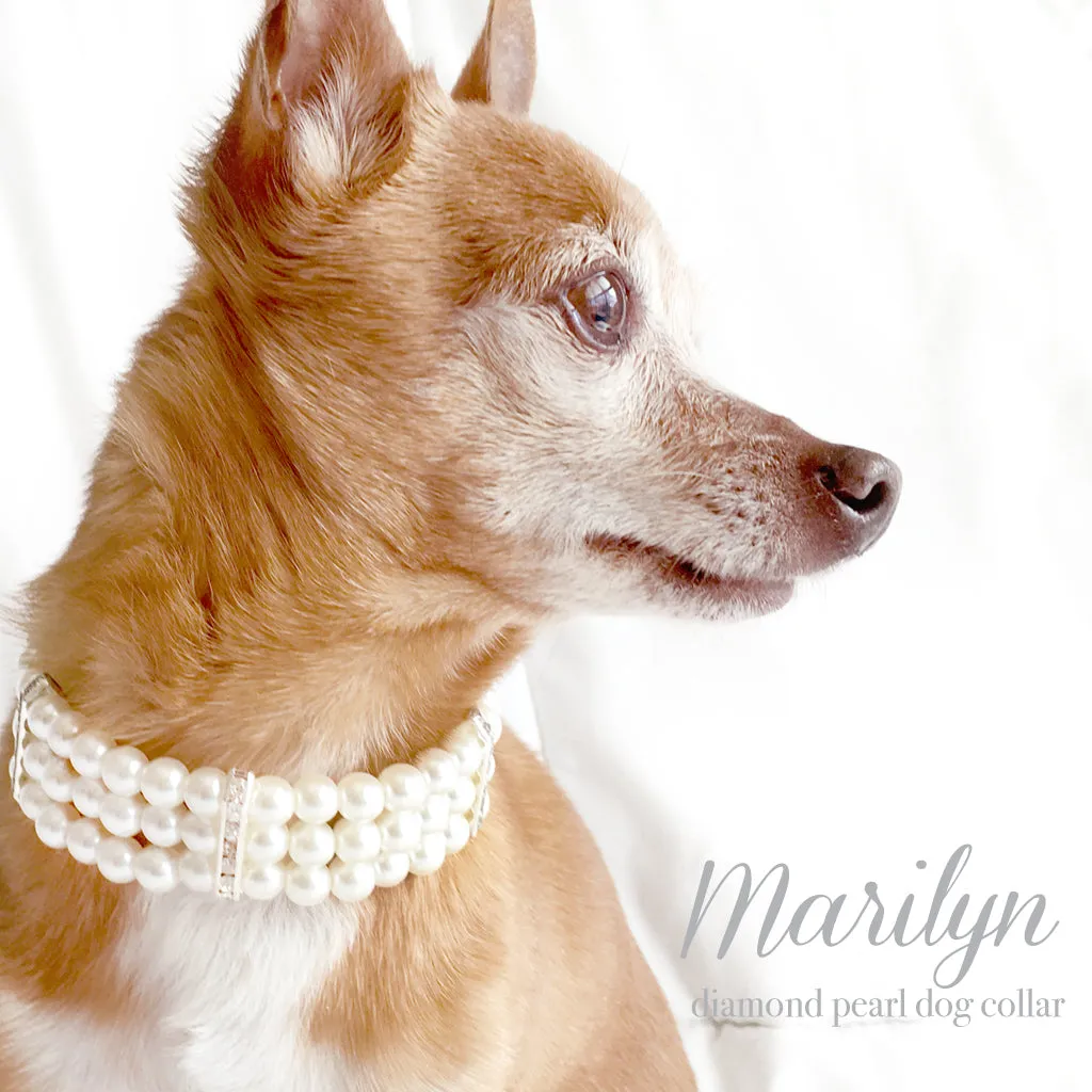 Marilyn- Diamonds and Pearls Dog Collar Necklace