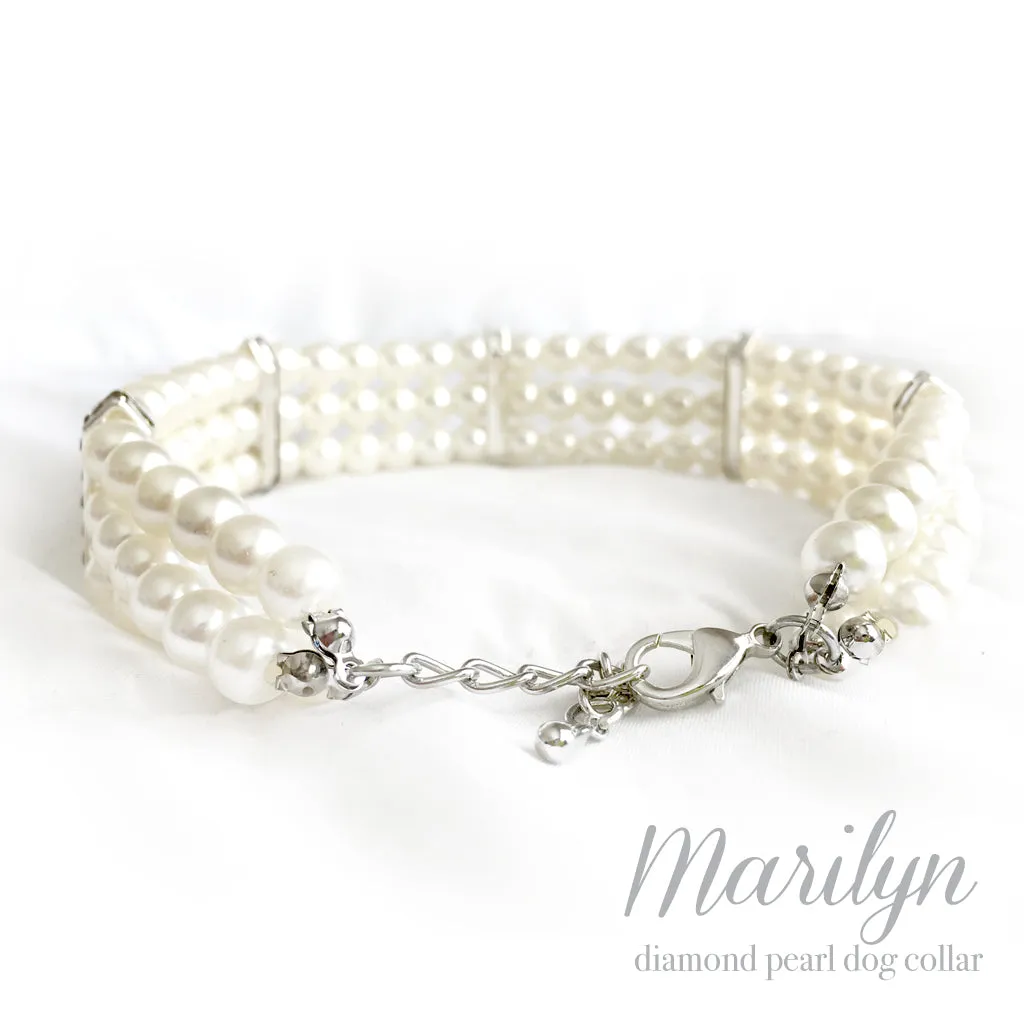 Marilyn- Diamonds and Pearls Dog Collar Necklace