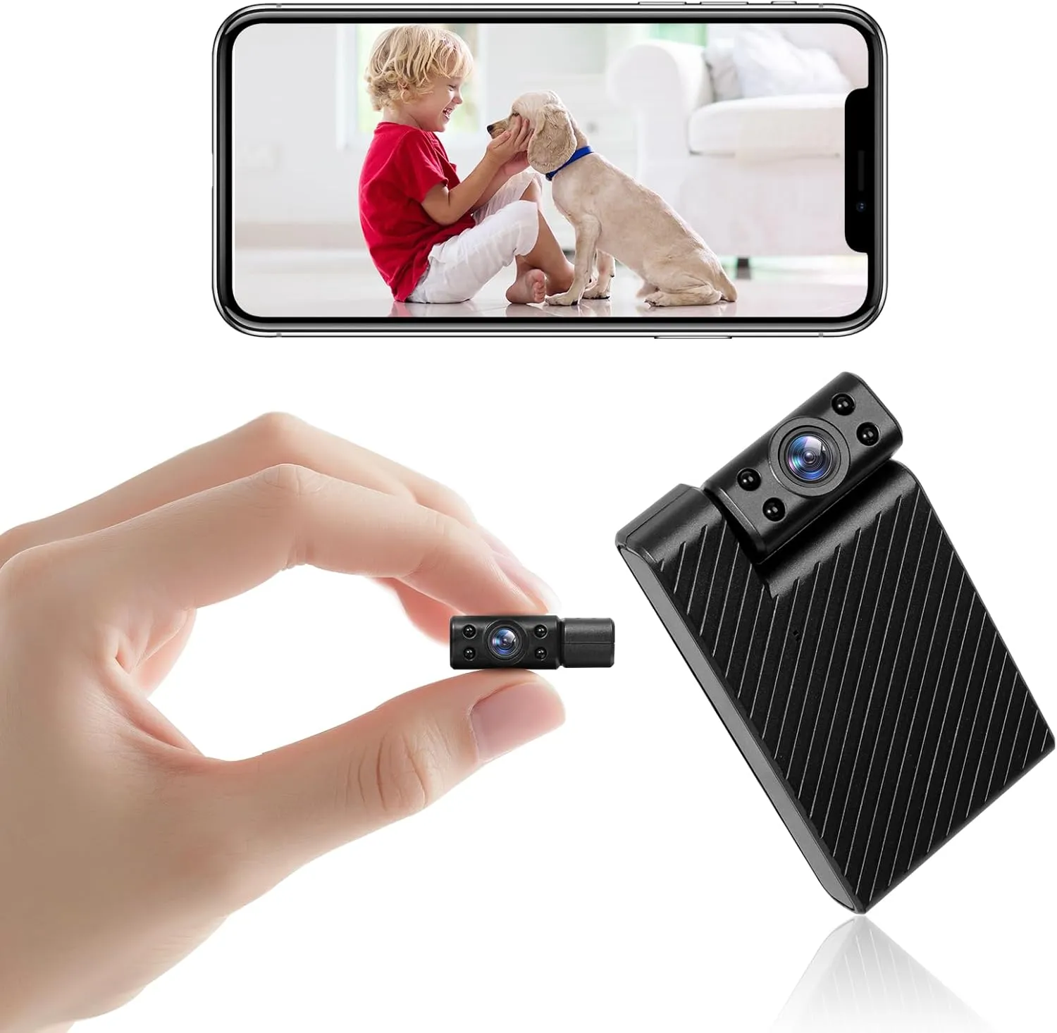 Mini Rotating Security Camera with 32GB SD Card 1080P HD WiFi Cam with Night Vision, Remote View, Motion Detection, for Home Surveillance, Baby/Pet/Nanny Monitor