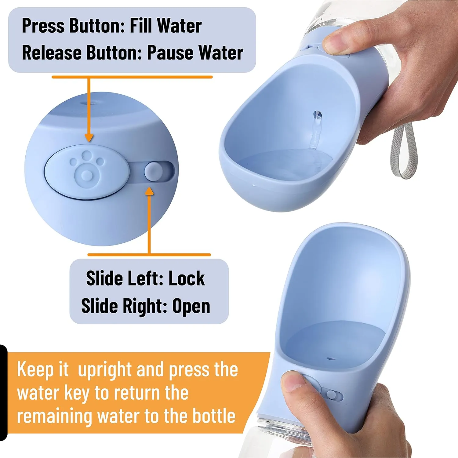 Mr. Pen Portable Dog Water Bottle - 19oz, Blue, Travel & Dispenser for Dogs