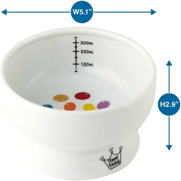 Necoichi Raised Cat Water Bowl, Elevated, with Measurement Lines, Dishwasher and Microwave Safe, No.1 Seller in Japan! (Jelly Bean, Regular)