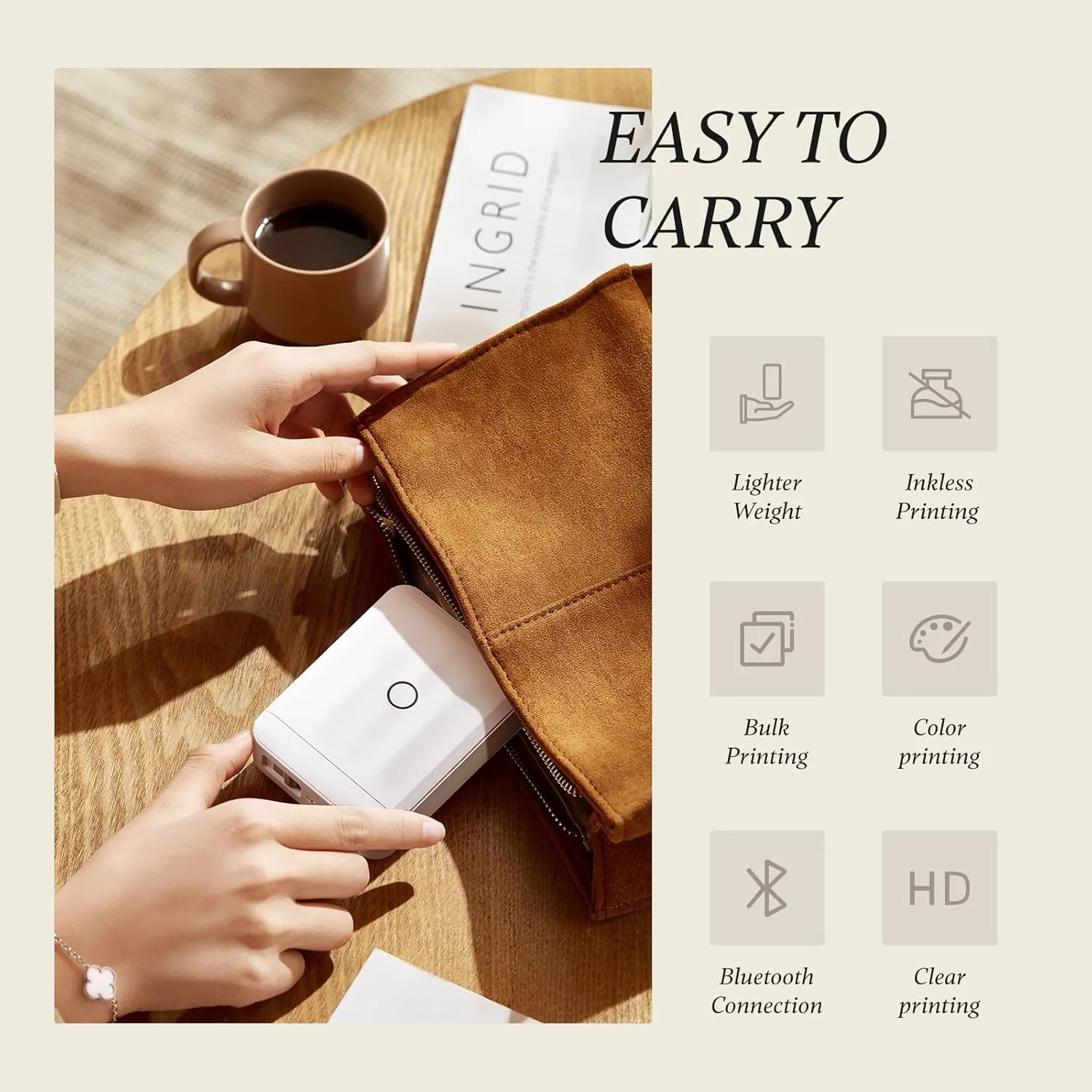 NIIMBOT D110 Mini Label Maker Machine with Tape (3 Rolls), Portable Bluetooth Inkless Sticker Printer, Automatic Feeding and Rewind One-Touch Custom Printing, Compatible with Phone Only, Small, White