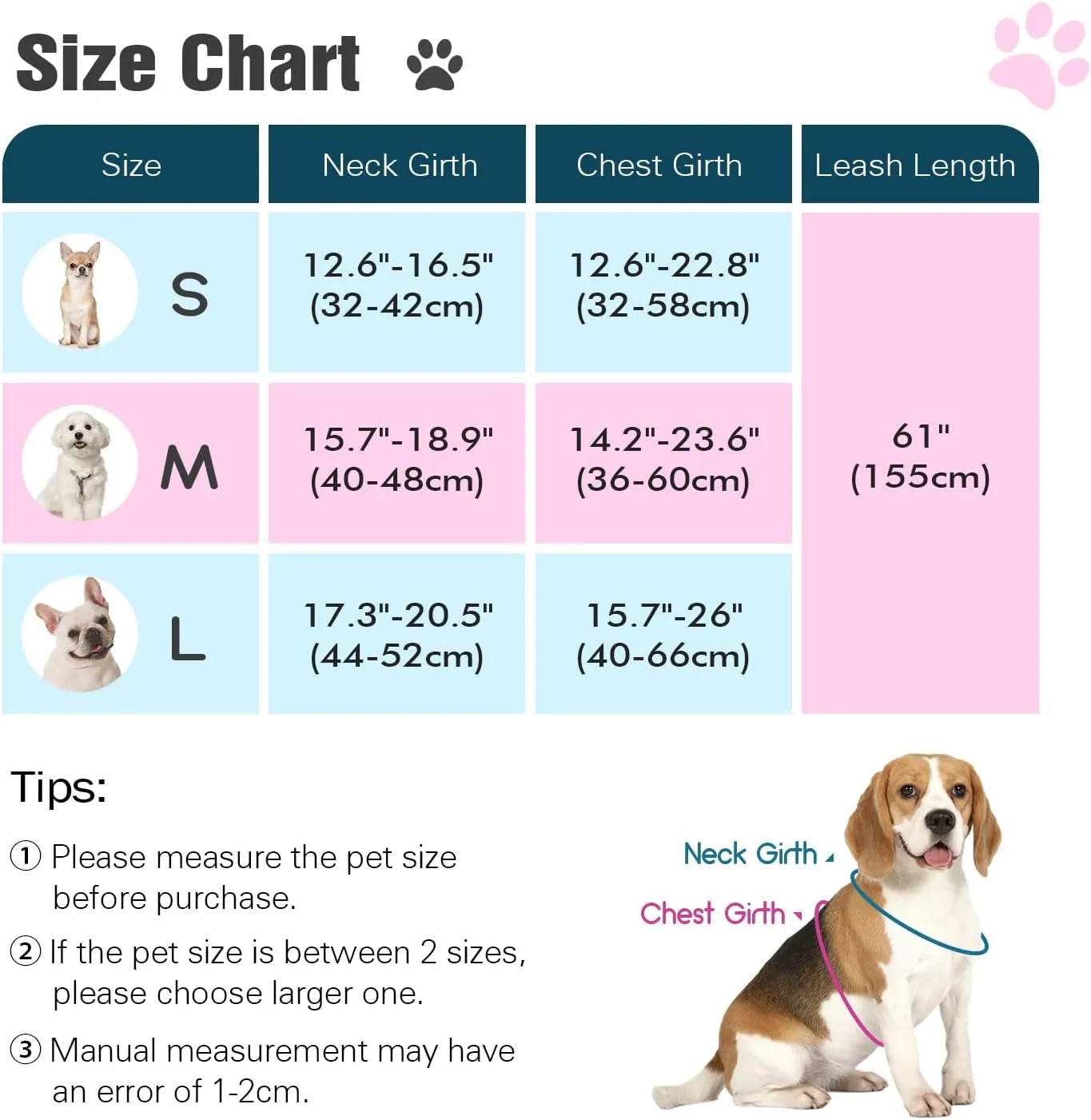 Pawaboo Small Dog Harness and Leash Set, Puppy Harness X-Frame No Pull No Choke, Dog Vest Harness Adjustable for Small Medium Sized Dogs,Soft Breathable Pet Harness for Walking Outing, S, Black Daisy