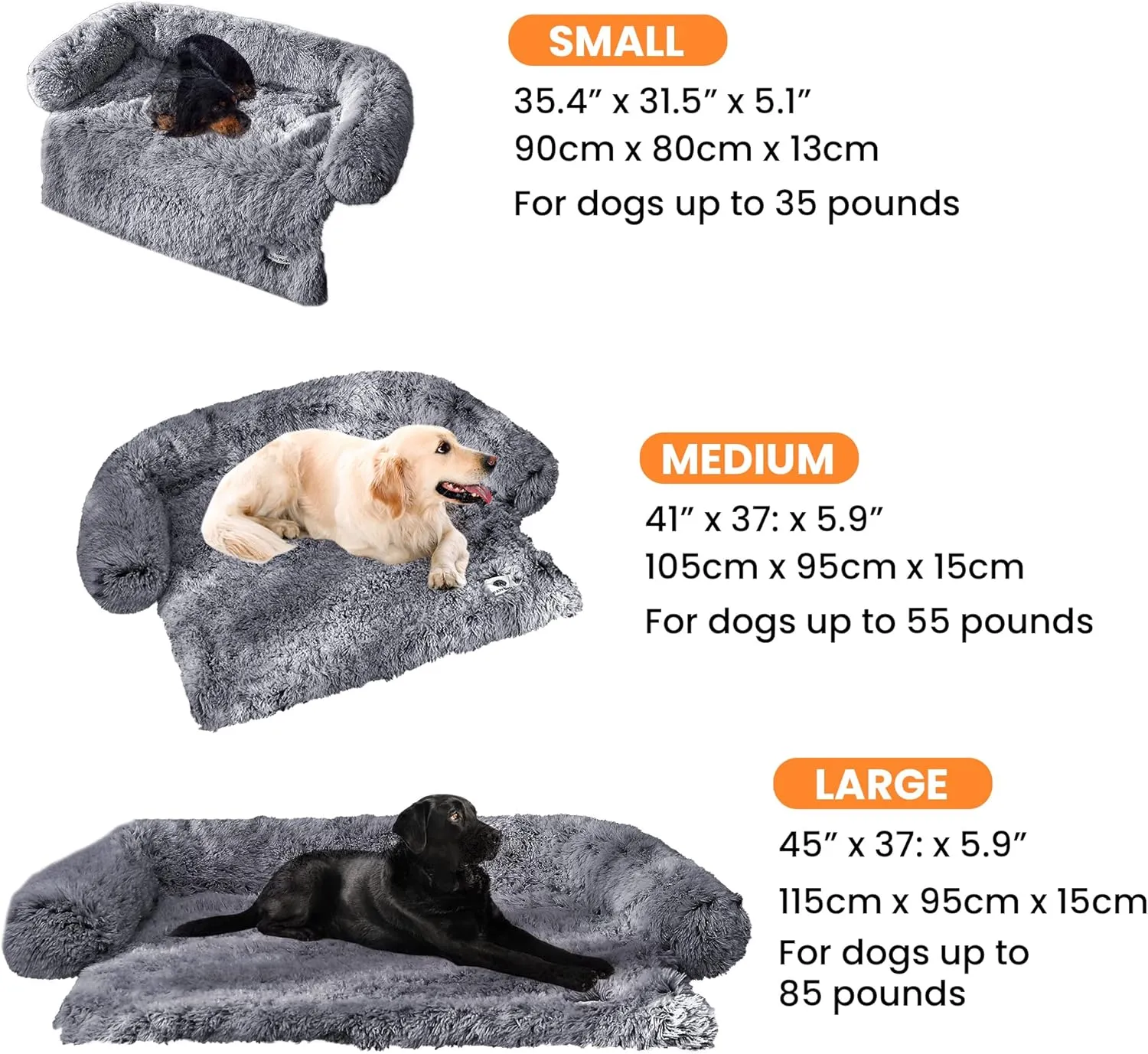 PawRoll Calming Dog Bed - Ultra Soft Dog Couch Cover Protector - Waterproof Lining, Non-Slip Sofa Dog Mat - Machine Washable Pet Sofa Ideal for Small Medium Large Dogs & Cats (Small, Dark Gray)