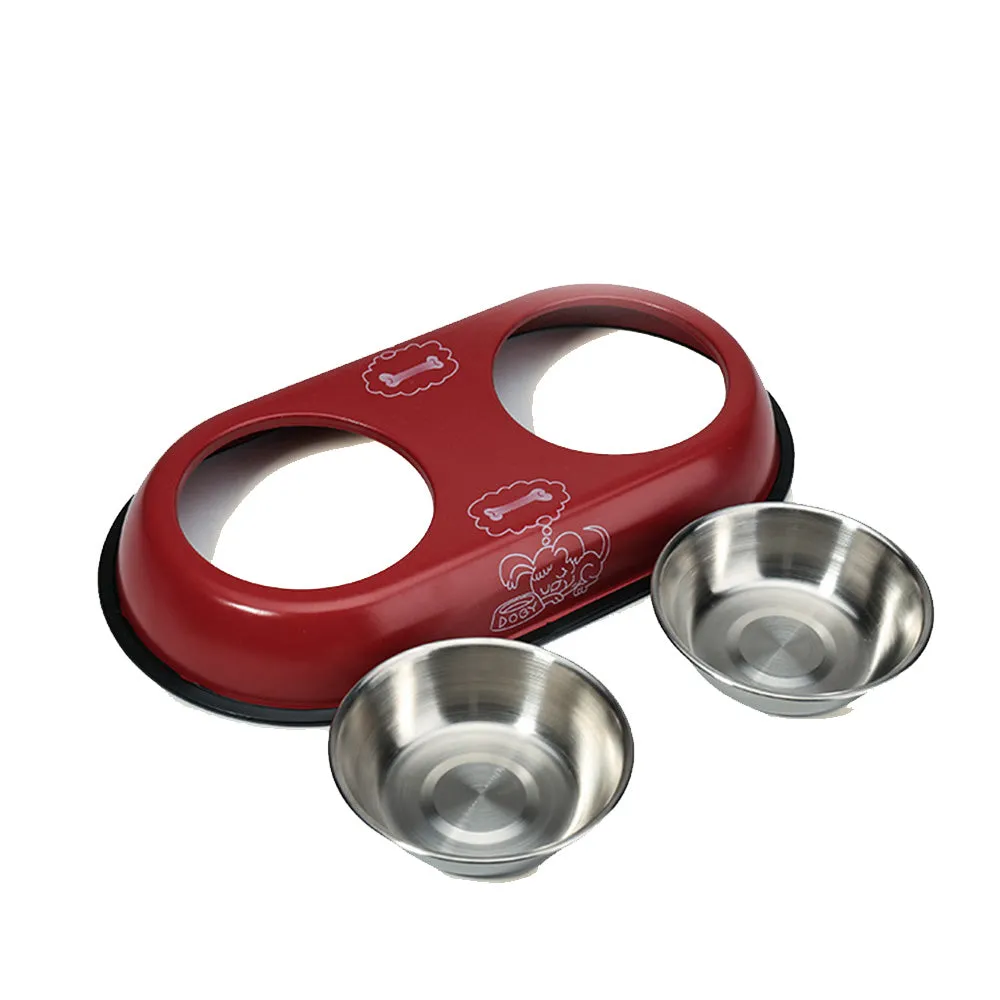PAWS ASIA AliExpress New High Quality Outdoor Multi Color Fancy Patterned Pet Double Dog Bowls