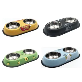 PAWS ASIA AliExpress New High Quality Outdoor Multi Color Fancy Patterned Pet Double Dog Bowls