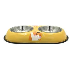 PAWS ASIA AliExpress New High Quality Outdoor Multi Color Fancy Patterned Pet Double Dog Bowls