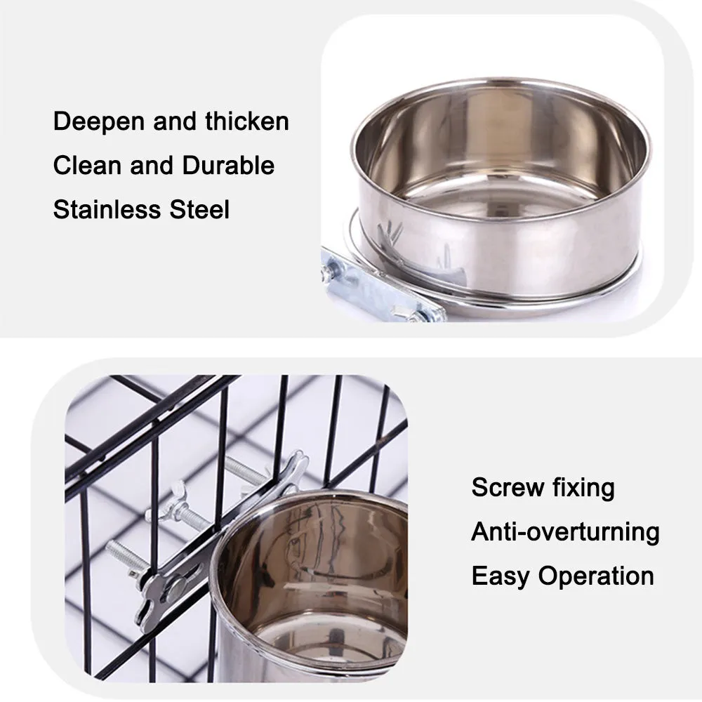 PAWS ASIA Factory Stainless Steel Height Adjustable Portable Pet Travel Transport Feeding Fixed Hanging Dog Bowl