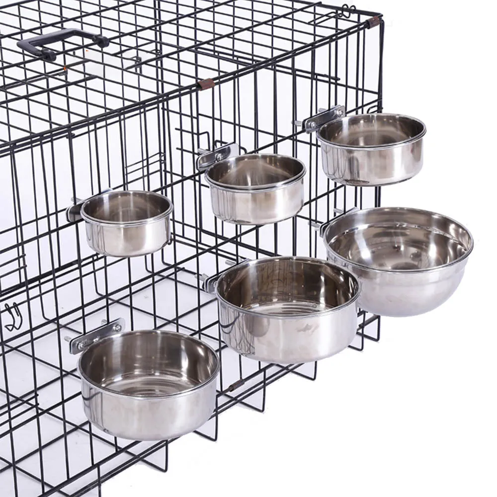 PAWS ASIA Factory Stainless Steel Height Adjustable Portable Pet Travel Transport Feeding Fixed Hanging Dog Bowl