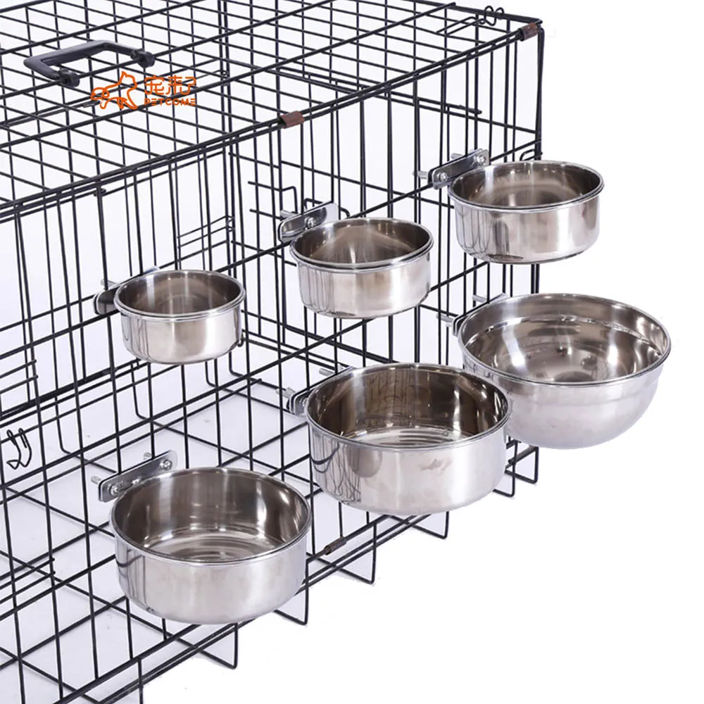 PAWS ASIA Factory Stainless Steel Height Adjustable Portable Pet Travel Transport Feeding Fixed Hanging Dog Bowl