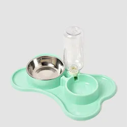 PAWS ASIA Manufacturers High Quality 2 in 1 Stainless Steel Double Pet Bowl With Water Bottle