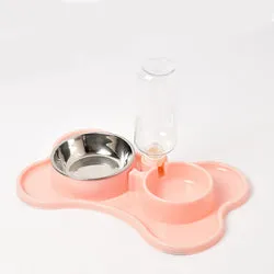 PAWS ASIA Manufacturers High Quality 2 in 1 Stainless Steel Double Pet Bowl With Water Bottle
