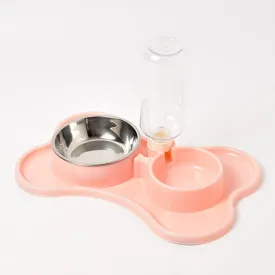 PAWS ASIA Manufacturers High Quality 2 in 1 Stainless Steel Double Pet Bowl With Water Bottle