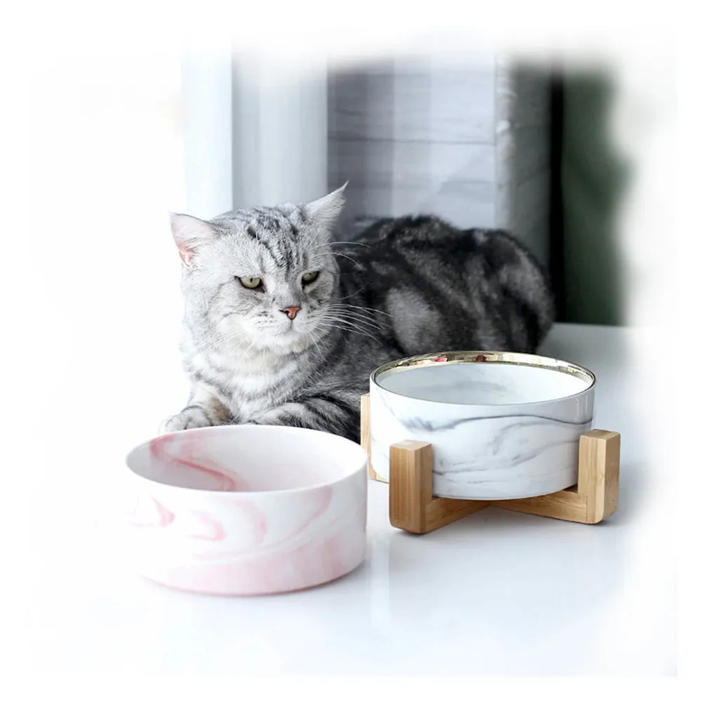 PAWS ASIA Manufacturers Luxury Elevated Pink Eco Dog Bowl With Wood Stand