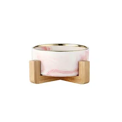 PAWS ASIA Manufacturers Luxury Elevated Pink Eco Dog Bowl With Wood Stand