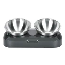 PAWS ASIA Supplier Stainless Steel Adjustable 15 Degree Tilted Raised Double Cat Bowl Dog