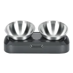 PAWS ASIA Supplier Stainless Steel Adjustable 15 Degree Tilted Raised Double Cat Bowl Dog