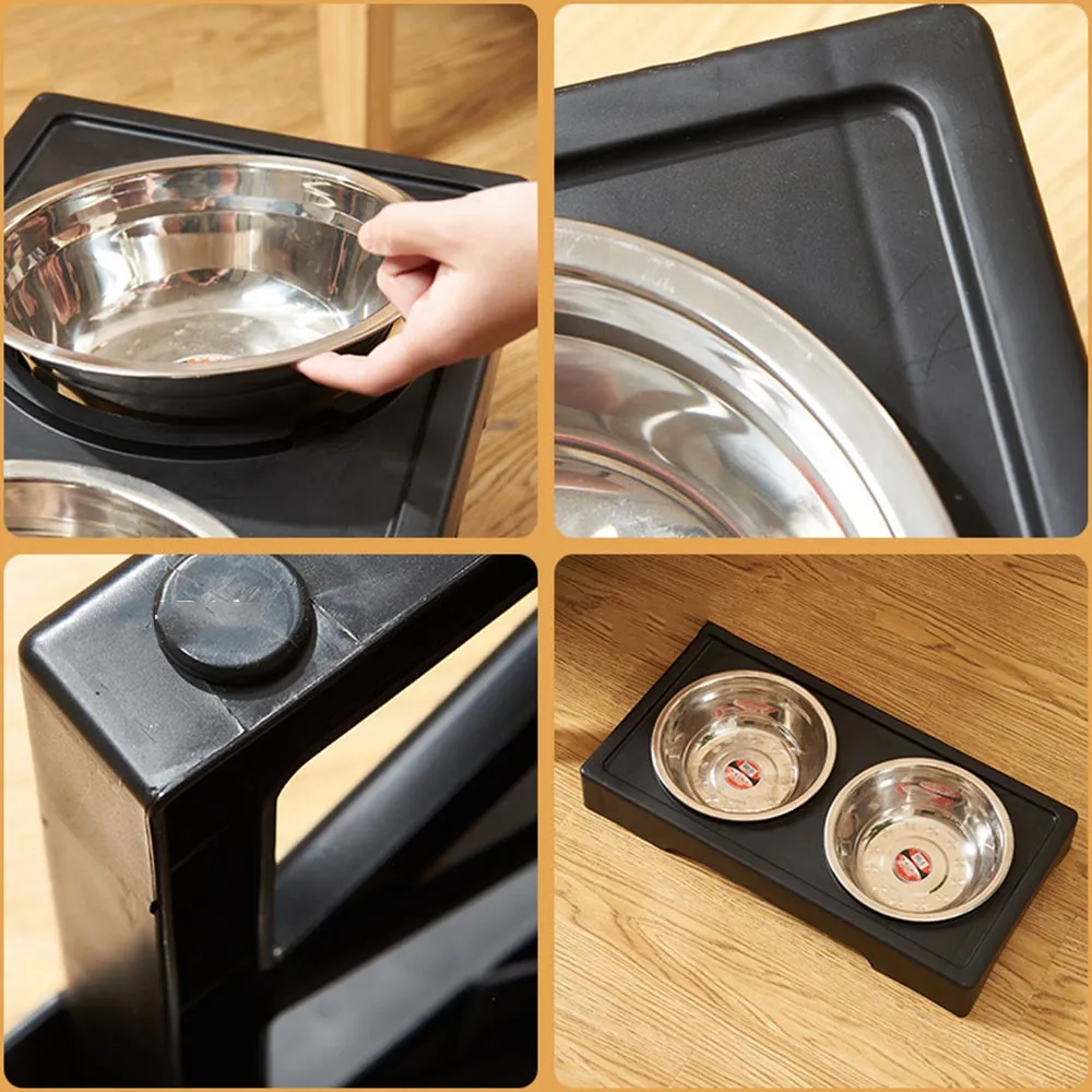 PAWS ASIA Supplier Stainless Steel Modern Luxury Elevated Double Dog Bowl Food Feeding