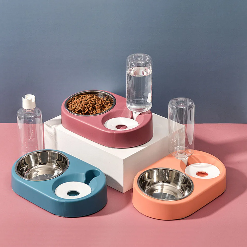 PAWS ASIA Suppliers Personalised PP Material And Stainless Steel Food And Water Pet Bowl